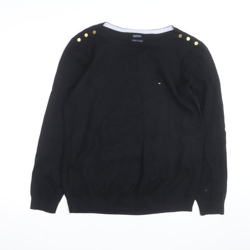 Tommy Hilfiger Men's Black Cotton Crew Neck Pullover Jumper XL