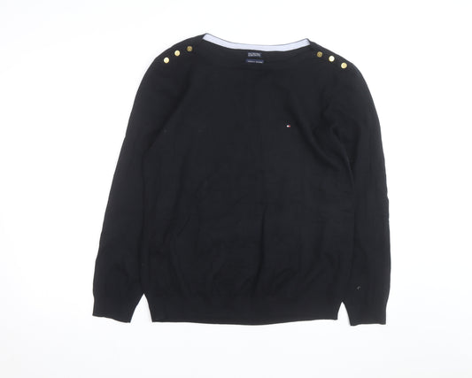 Tommy Hilfiger Men's Black Cotton Crew Neck Pullover Jumper XL