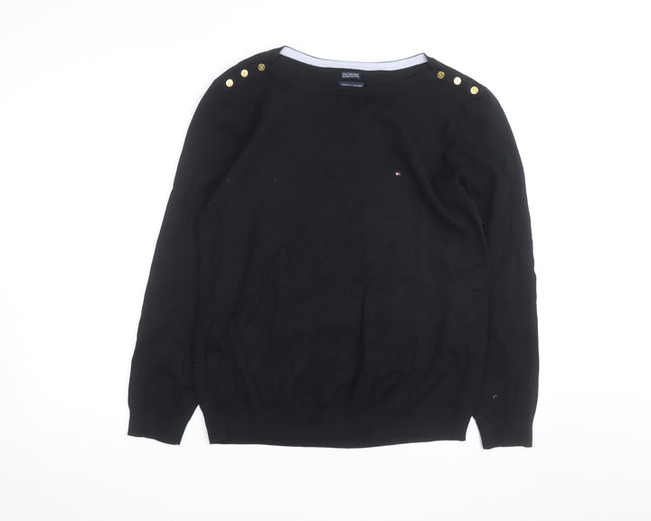Tommy Hilfiger Men's Black Cotton Crew Neck Pullover Jumper XL