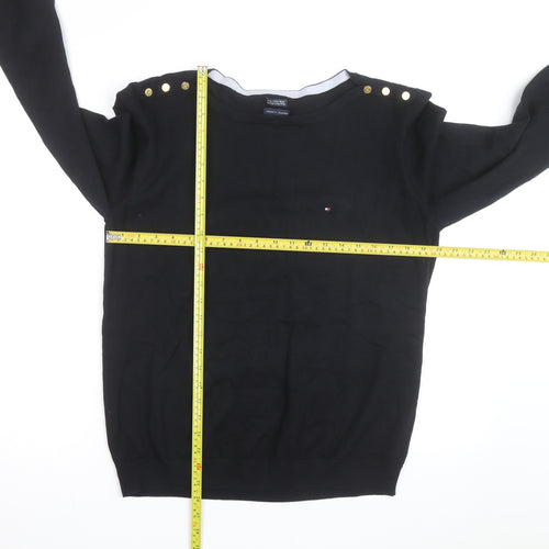 Tommy Hilfiger Men's Black Cotton Crew Neck Pullover Jumper XL