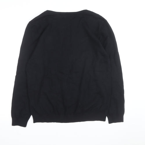 Tommy Hilfiger Men's Black Cotton Crew Neck Pullover Jumper XL