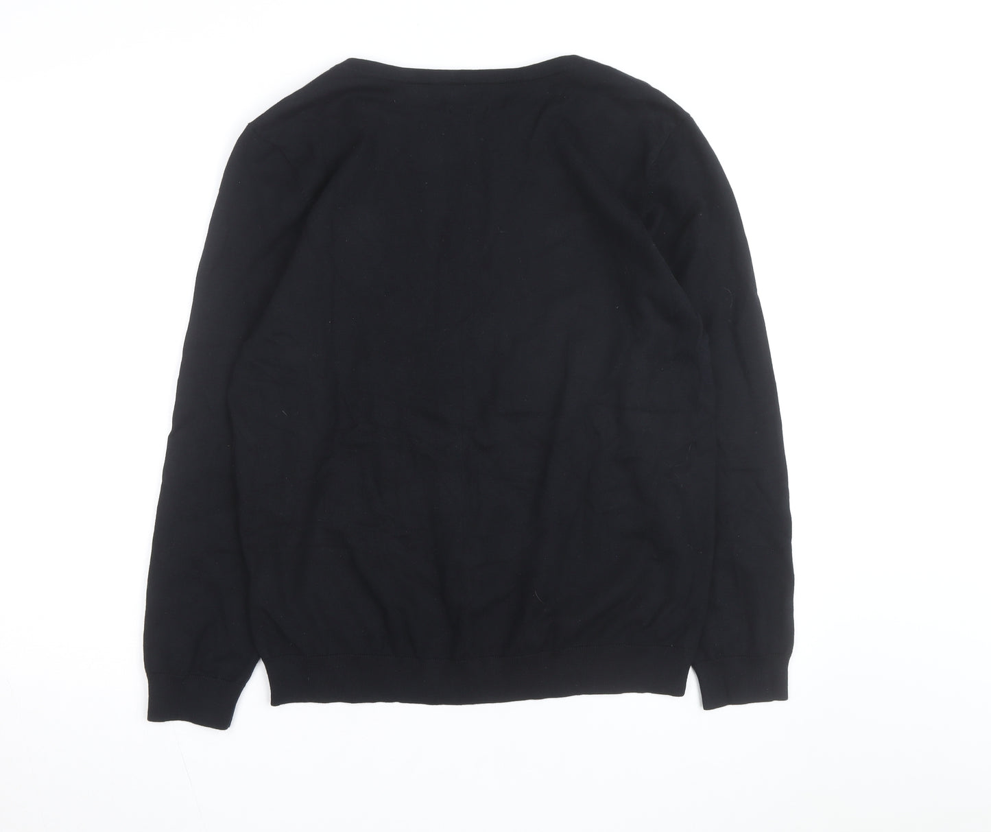 Tommy Hilfiger Men's Black Cotton Crew Neck Pullover Jumper XL