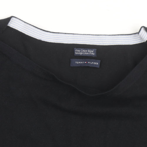 Tommy Hilfiger Men's Black Cotton Crew Neck Pullover Jumper XL