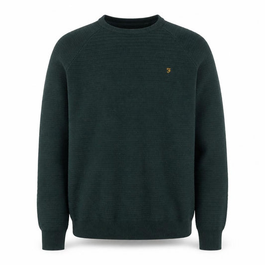 Front view of Farah Men’s Green Cotton Crew Neck jumper, size M