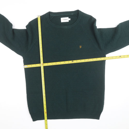 Farah Men’s Green Cotton Crew Neck Pullover Jumper Size M