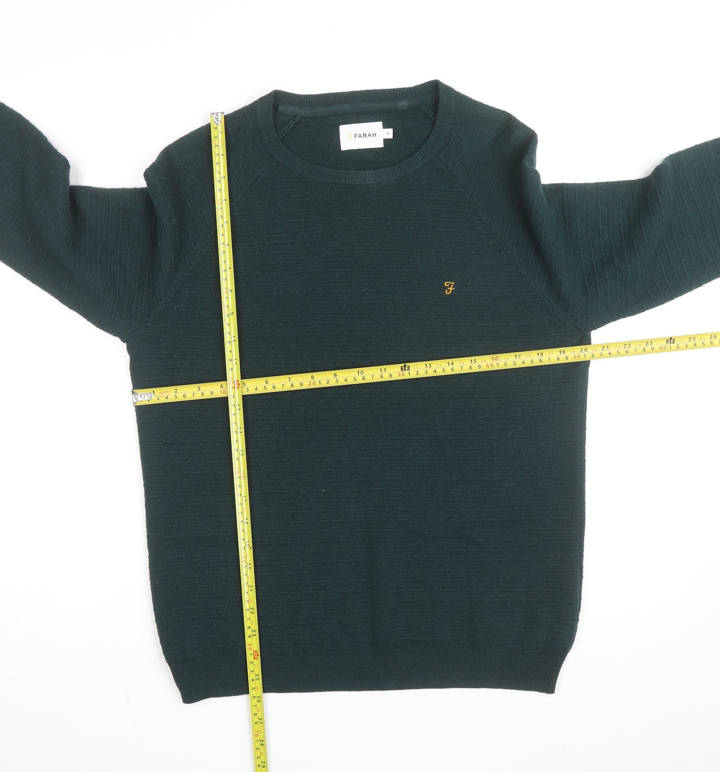 Farah Men’s Green Cotton Crew Neck Pullover Jumper Size M
