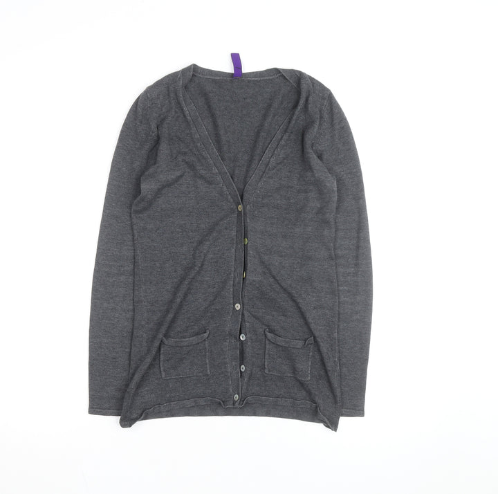 Henbury Women’s Grey V-Neck Cardigan Size Small Cotton Blend