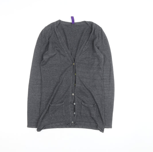 Henbury Women’s Grey V-Neck Cardigan Size Small Cotton Blend