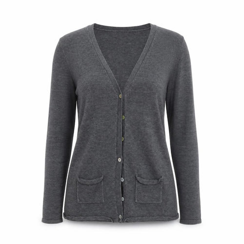 Henbury Women’s Grey V-Neck Cardigan Size Small Cotton Blend