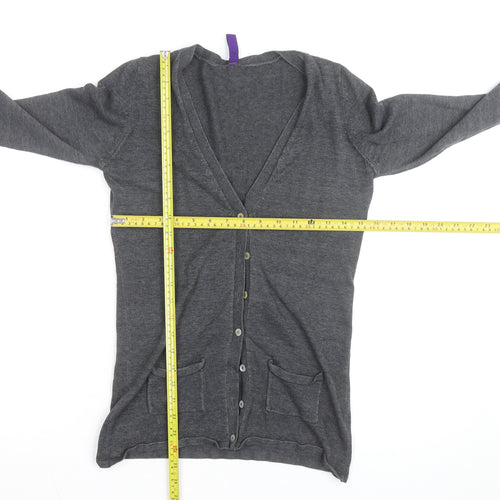 Henbury Women’s Grey V-Neck Cardigan Size Small Cotton Blend