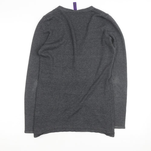 Henbury Women’s Grey V-Neck Cardigan Size Small Cotton Blend