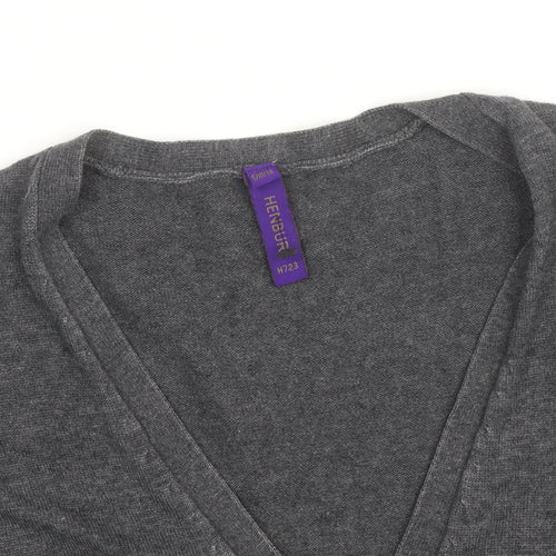 Henbury Women’s Grey V-Neck Cardigan Size Small Cotton Blend