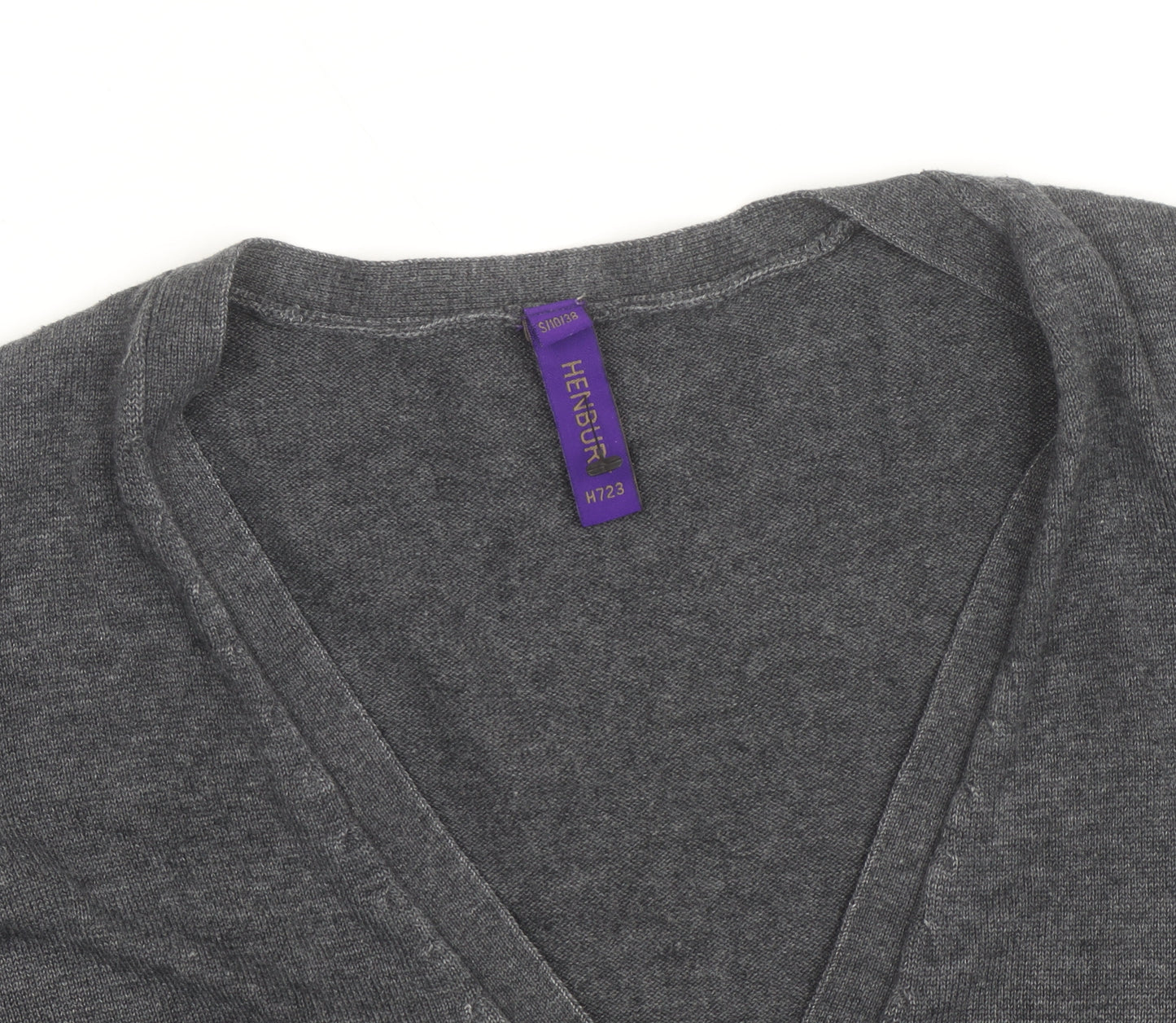 Henbury Women’s Grey V-Neck Cardigan Size Small Cotton Blend