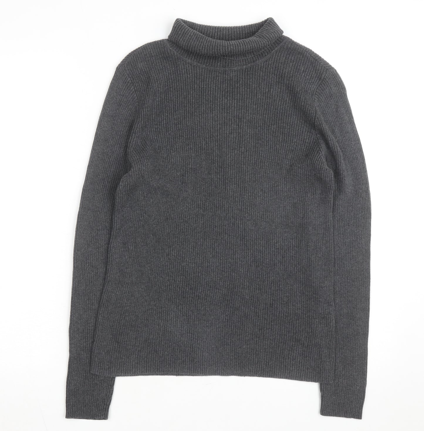 Ralph Lauren Women's Grey Roll Neck Cotton Jumper Size L