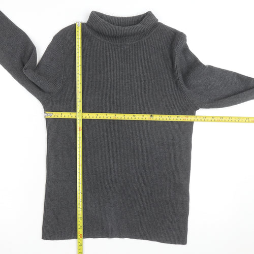 Ralph Lauren Women's Grey Roll Neck Cotton Jumper Size L