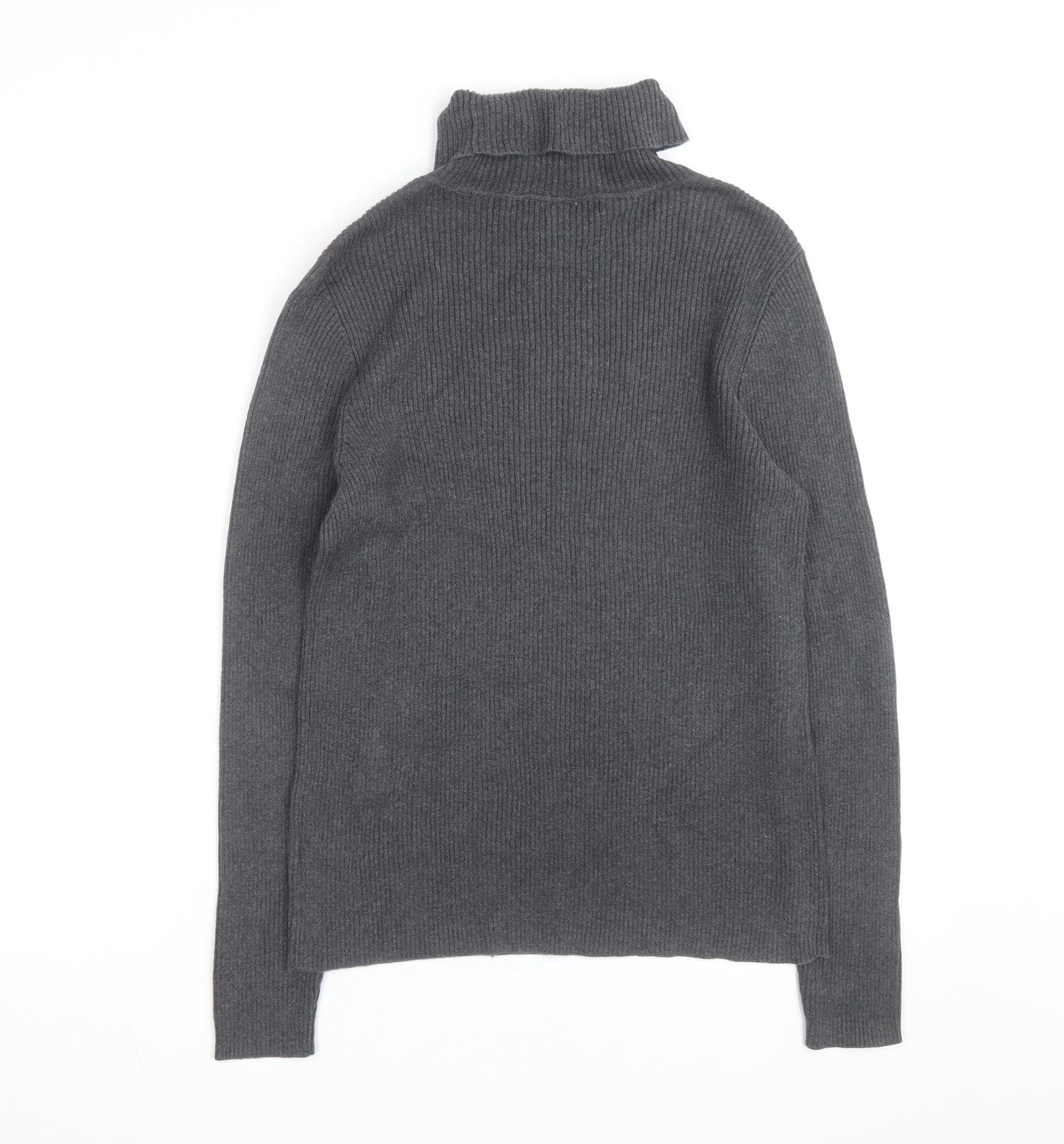 Ralph Lauren Women's Grey Roll Neck Cotton Jumper Size L