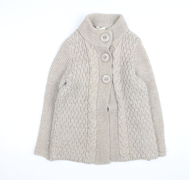 Marks and Spencer Women Beige Wool Blend Chunky Knit Cardigan UK 14