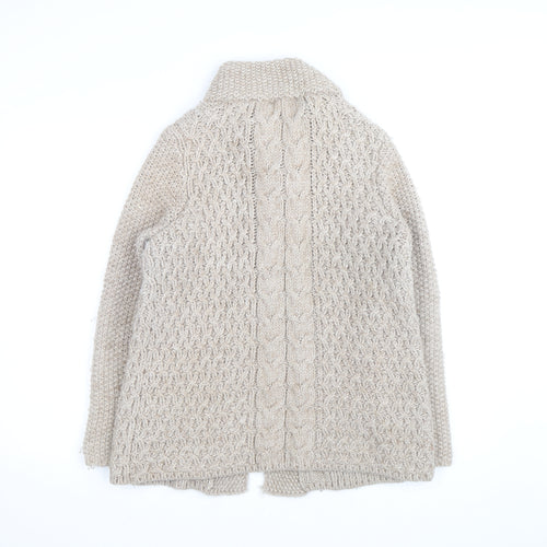 Marks and Spencer Women Beige Wool Blend Chunky Knit Cardigan UK 14