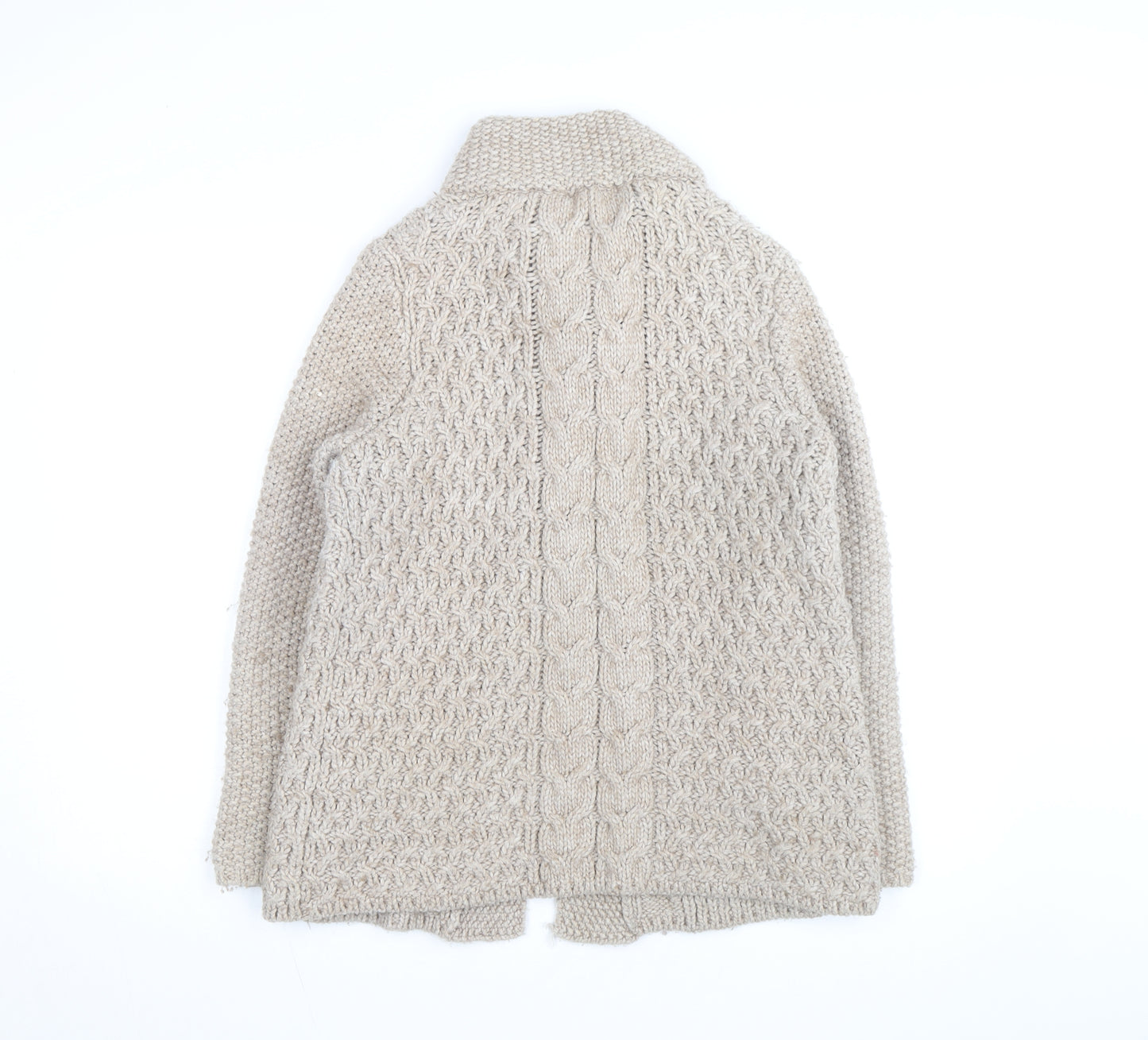 Marks and Spencer Women Beige Wool Blend Chunky Knit Cardigan UK 14