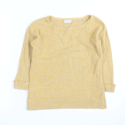 FatFace Women's Yellow Scoop Neck Knit Jumper Size M