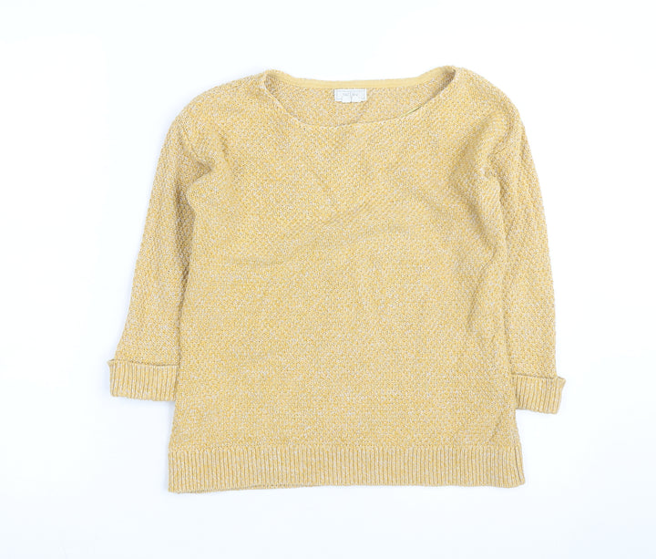 FatFace Women's Yellow Scoop Neck Knit Jumper Size M