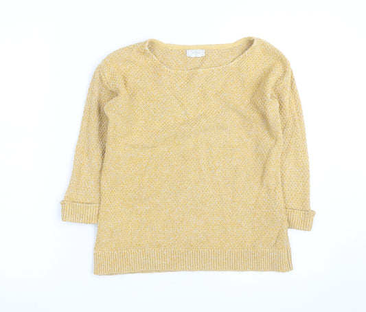 FatFace Women's Yellow Scoop Neck Knit Jumper Size M
