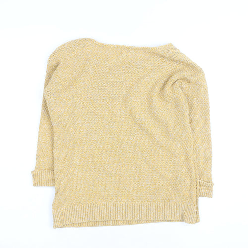 FatFace Women's Yellow Scoop Neck Knit Jumper Size M