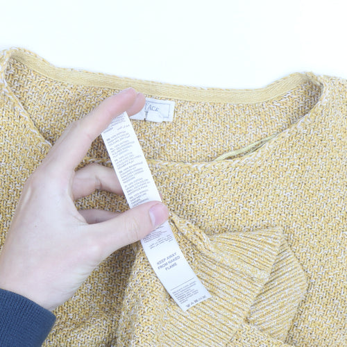 FatFace Women's Yellow Scoop Neck Knit Jumper Size M