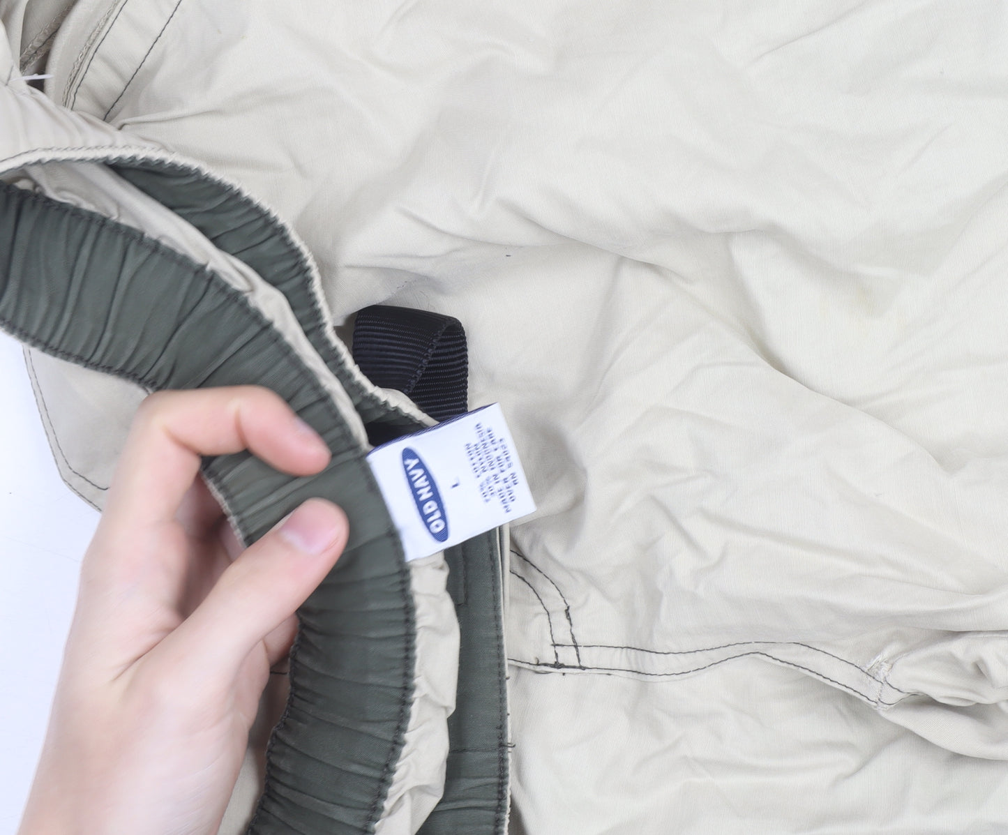 Old Navy Men’s Beige Cargo Trousers L Lightweight Belted Outdoor