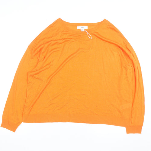 Marks and Spencer Women’s Orange Cotton Modal Crew Neck Jumper XL