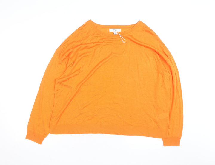Marks and Spencer Women’s Orange Cotton Modal Crew Neck Jumper XL