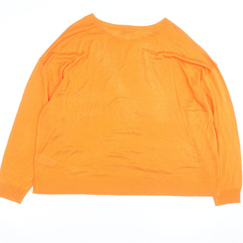 Marks and Spencer Women’s Orange Cotton Modal Crew Neck Jumper XL