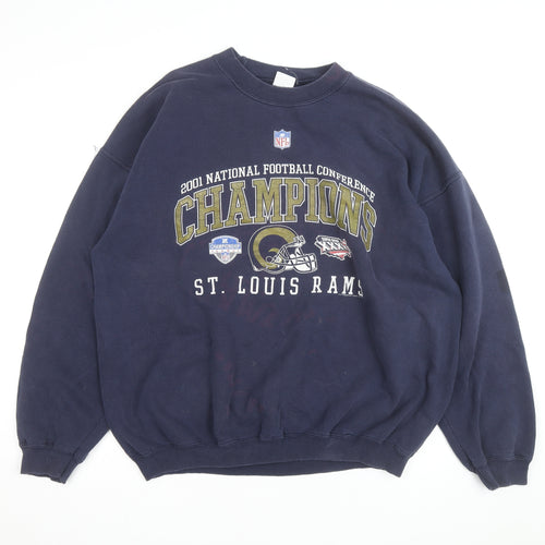Gildan Men's Navy St. Louis Rams NFL Champions Crew Neck Sweatshirt XL