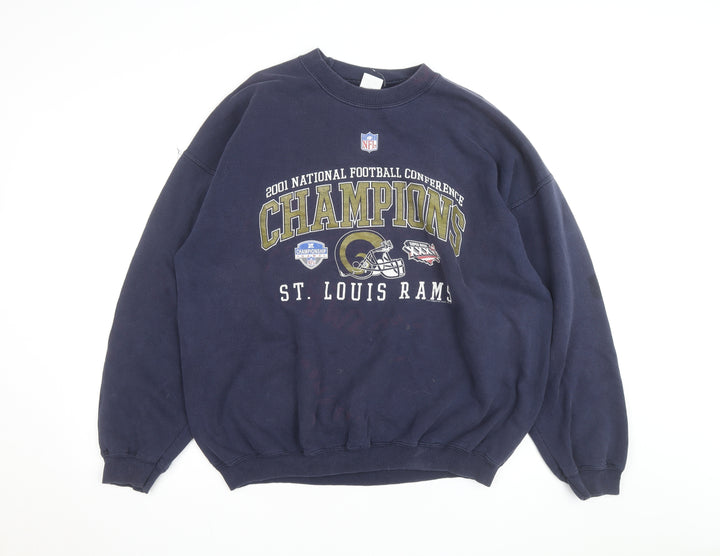 Gildan Men's Navy St. Louis Rams NFL Champions Crew Neck Sweatshirt XL