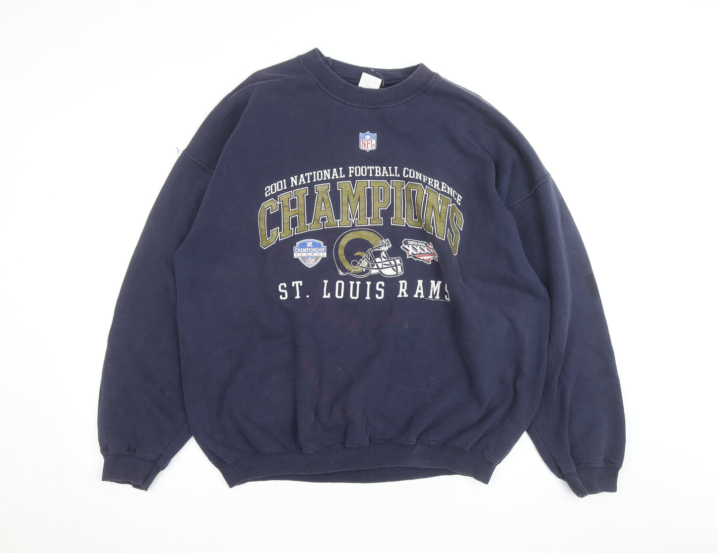 Gildan Men's Navy St. Louis Rams NFL Champions Crew Neck Sweatshirt XL