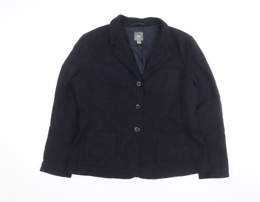 Gap Women Navy Wool Blend Single-Breasted Blazer UK 18