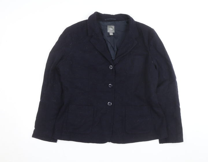 Gap Women Navy Wool Blend Single-Breasted Blazer UK 18