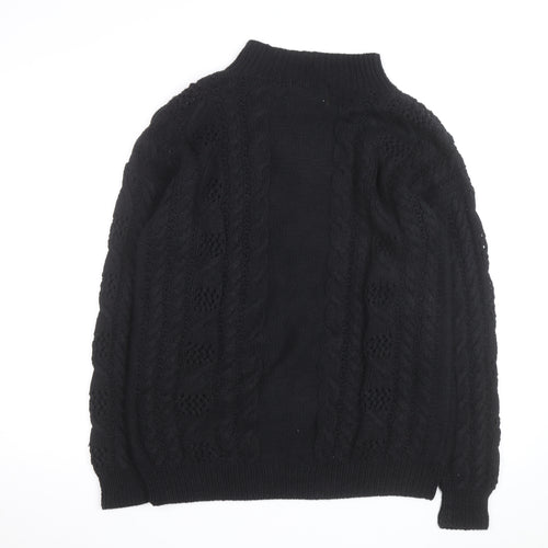 CLTO Handcrafted Men's Black Wool Cotton Cable Knit Cardigan M
