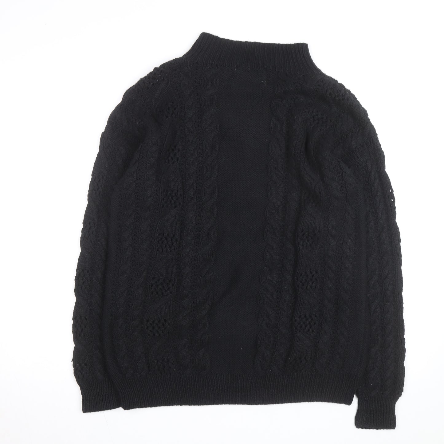 CLTO Handcrafted Men's Black Wool Cotton Cable Knit Cardigan M