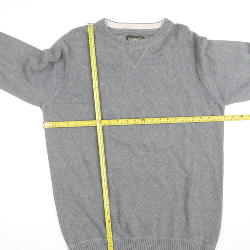 Eddie Bauer Men’s Grey Cotton Crew Neck Pullover Jumper L Tall