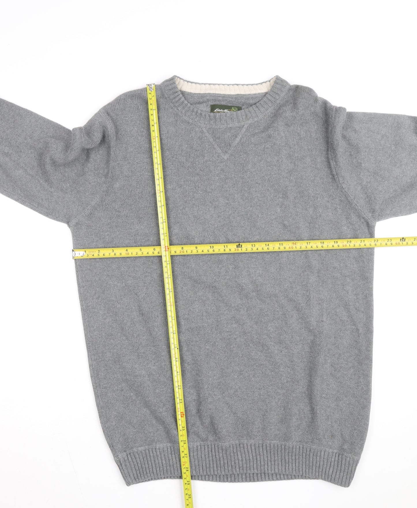 Eddie Bauer Men’s Grey Cotton Crew Neck Pullover Jumper L Tall