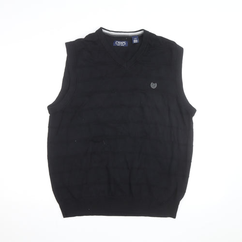 Chaps Men's Black Cotton Sleeveless V-Neck Knit Vest Size L