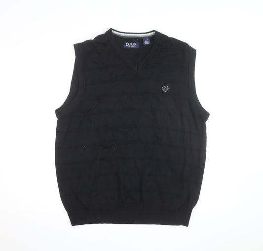 Chaps Men's Black Cotton Sleeveless V-Neck Knit Vest Size L