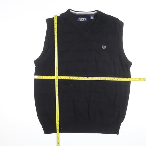 Chaps Men's Black Cotton Sleeveless V-Neck Knit Vest Size L