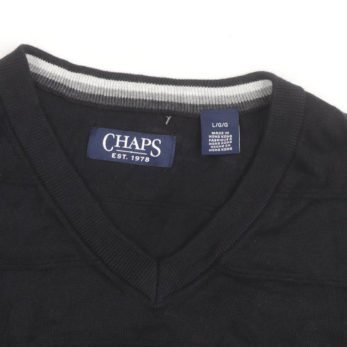 Chaps Men's Black Cotton Sleeveless V-Neck Knit Vest Size L