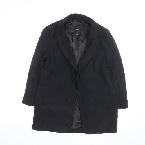 River Island Women’s Black Long Overcoat Size 8 Classic Style