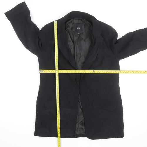 River Island Women’s Black Long Overcoat Size 8 Classic Style