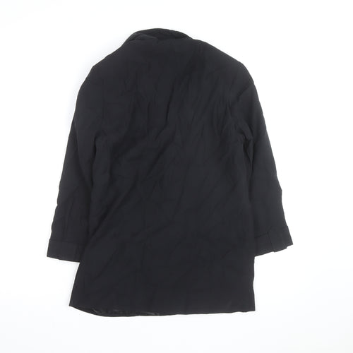 River Island Women’s Black Long Overcoat Size 8 Classic Style
