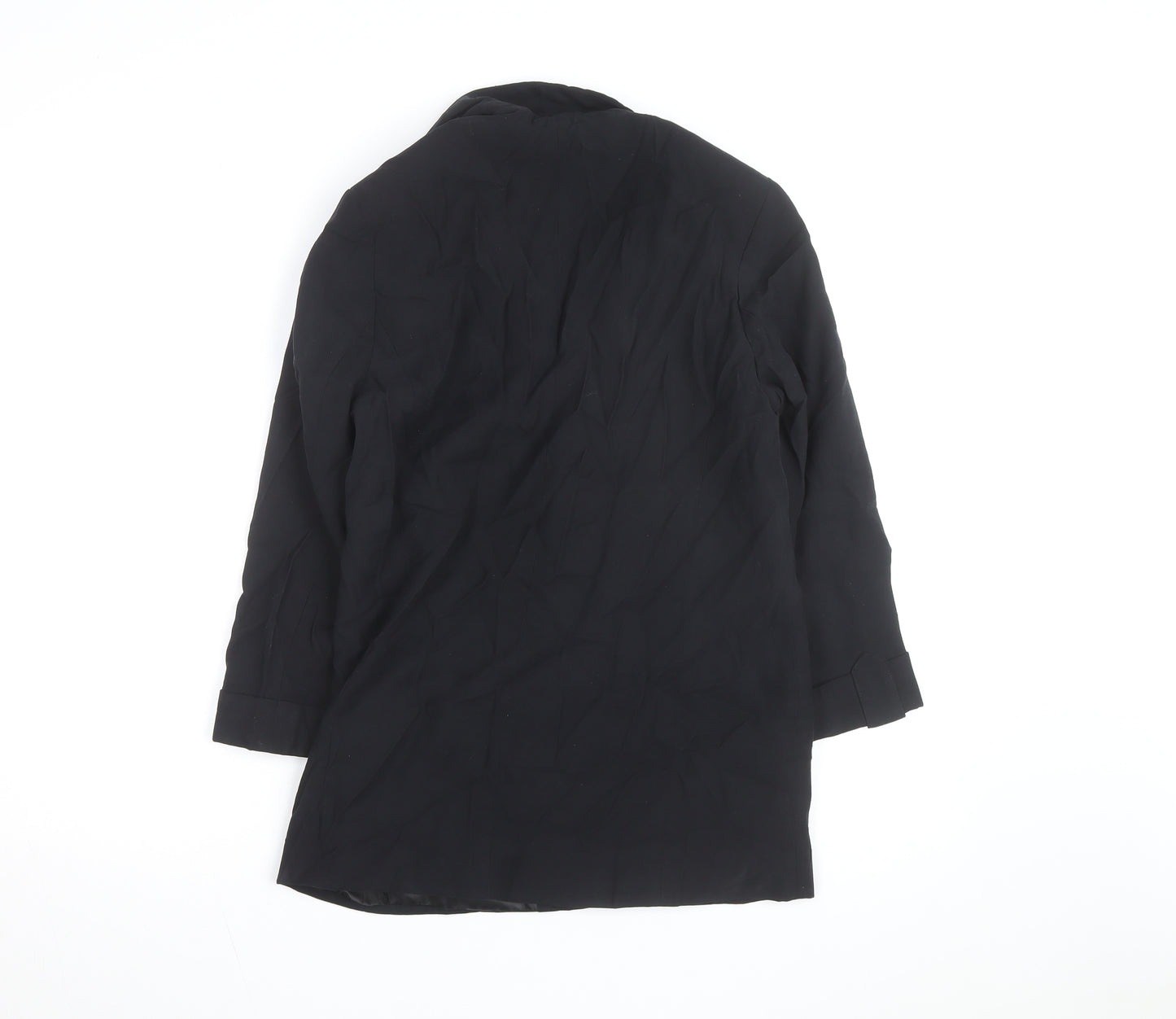 River Island Women’s Black Long Overcoat Size 8 Classic Style