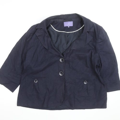 Autonomy Women’s Blue Linen Blend Blazer Jacket Size 22